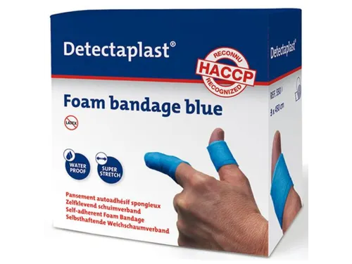 Detectaplast Zelfklevend schuimverband 3cmx4.5mtr Blauw