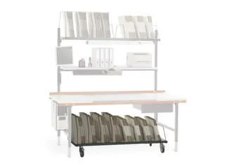 ondertafelmagazijn,v. paktafel,HxBxD 690x1600x600mm,9stalen beugels - 1