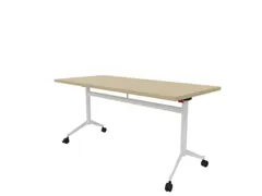 klaptafel,HxBxD 750x1600x700mm,hoekig,T-voet wit,ovale buis,blad eiken