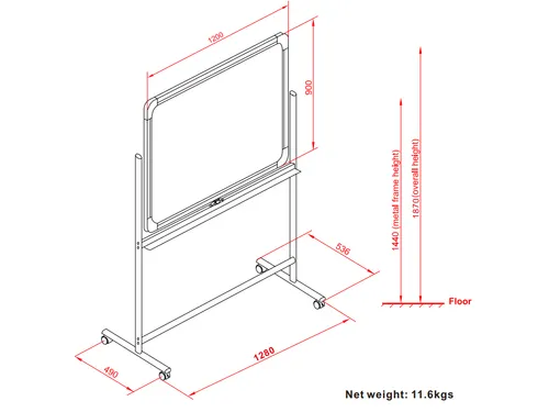 Magnetisch Kantelbord Whiteboard 90x120cm