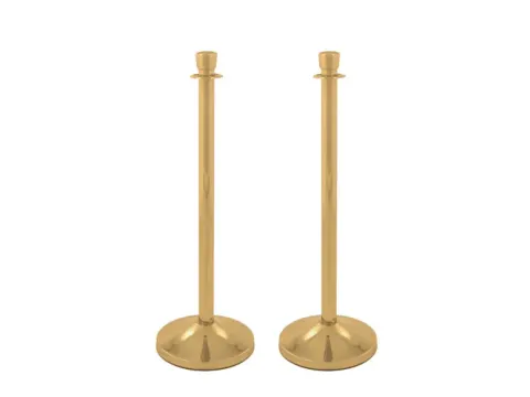 V-part Afzetpaal op verzwaarde voet 30cm Messing 2 stuks