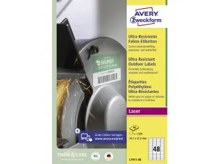 Ultra-heavy duty Avery etiket 45,7x21,2mm wit, 40 vel, 48 etiketten pe - 2