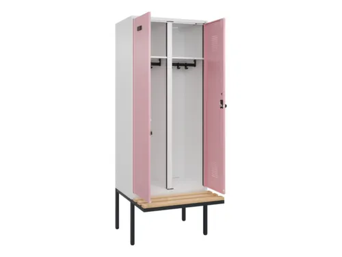 locker met bank,voor scheiding van kleding,HxBxD 2120x800x815mm,2vak