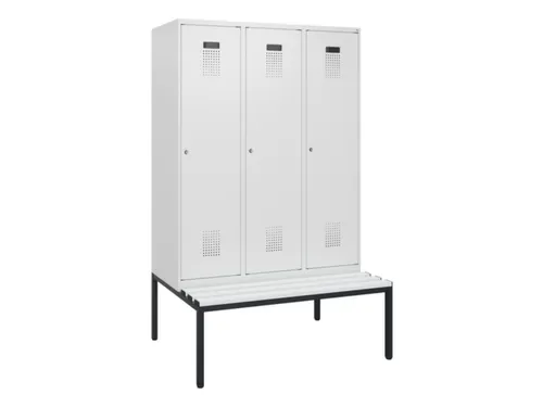 locker met bank,HxBxD 1950x1200x815mm,3vak,vak B 400mm,cilinderslot