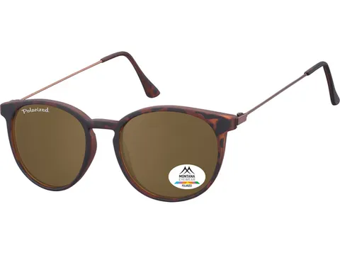 Zonnebril Montana met bruin gepolariseerd glas en metalen pootje zwart