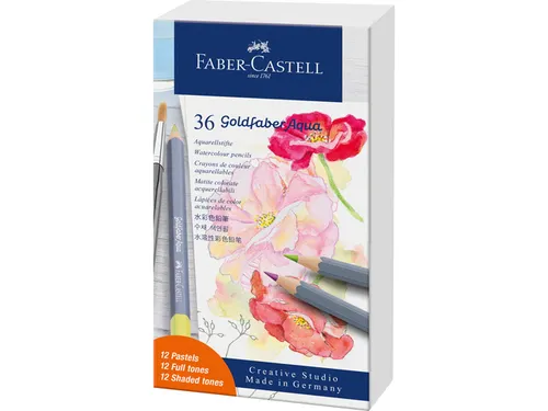 Aquarelpotlood Goldfaber blik a 36st. Pastel + standaard kleuren