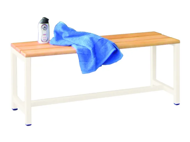 banc-patère,LxP 1000x370mm,barrettes en bois hêtre,piètement RAL901