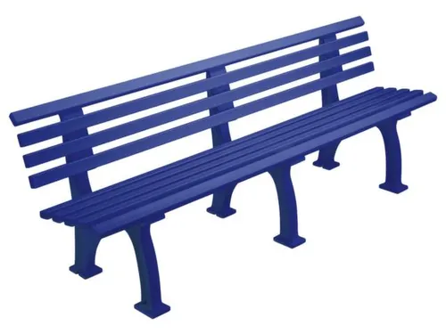 Kunststofbank 740x2000x380mm Zit H 440mm 9 Latten 3 Pootstellen Blauw