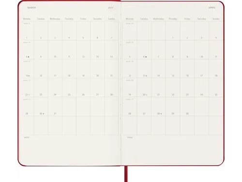 Agenda 2027 Moleskine 12M Weekly 7dag/1pagina large hc scarlet red