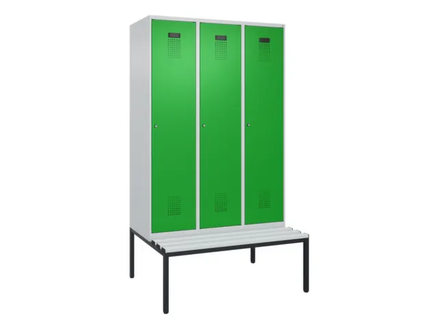 locker met bank,voor scheiding van kleding,HxBxD 2120x1200x815mm,3vak