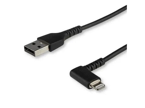 1 Meter Gehoekte Lightning Usb Kabel Apple Zwart Aramide