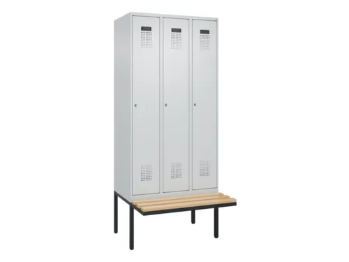 locker met bank,HxBxD 2120x900x815mm,3vak,vak B 300mm,cilinderslot