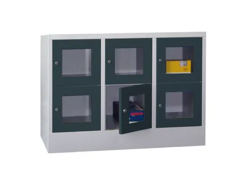 lockerkast,HxBxD 855x1200x500mm,3x2vakken,RAL7035,front RAL7016