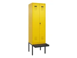 PBM-locker met bank,HxBxD 2120x600x815mm,2vak,vak B 300mm,draaigrendel