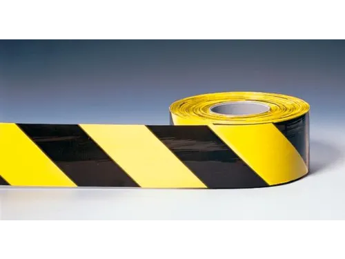 Afzetlint Pe L 500 M B 80 Mm Bedrukt Geel/zwart Gestreept