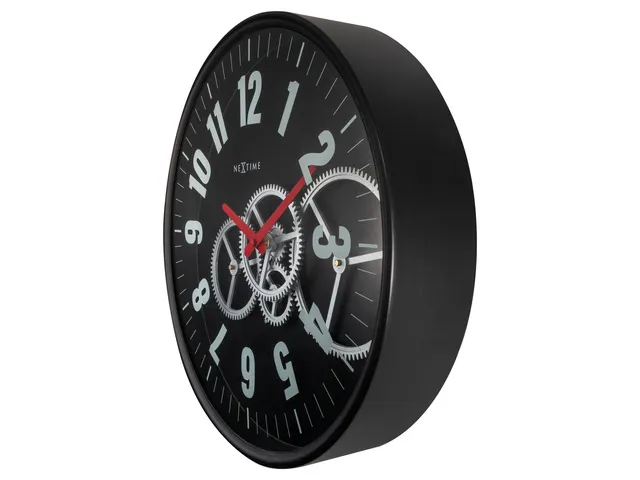 Wandklok Nextime 36cm Gear Clock zwart metaal/glas