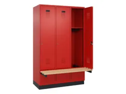 locker met bank,HxBxD 1950x1200x815mm,3vak,vak B 400mm,cilinderslot