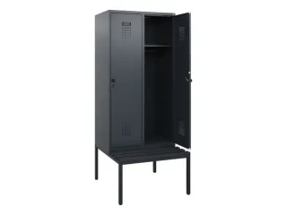 locker met bank,HxBxD 1950x800x815mm,2vak,vak B 400mm,draaigrendel - 1