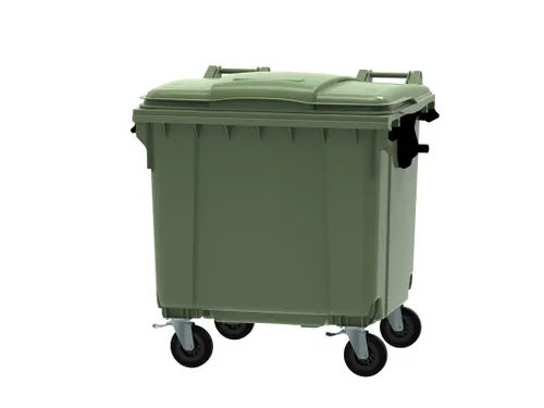 Container 1100 liter vlak deksel Groen