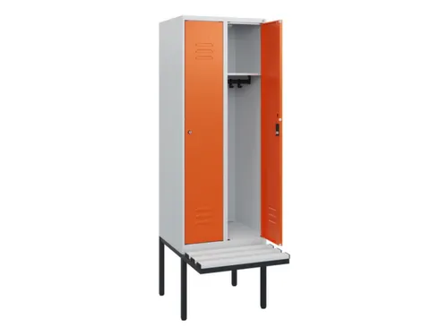 locker met bank,HxBxD 1950x600x815mm,2vak,vak B 300mm,cil.-slot