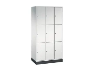 lockerkast,RAL 7035,HxBxD 1950x920x500mm,3x3vakken,cil.-slot,sokkel - 2