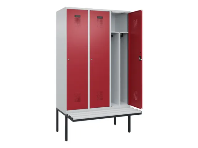 locker met bank,voor scheiding van kleding,HxBxD 2120x1200x815mm,3vak