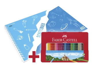 Kleurpotlood Faber-Castell Castle zeskantig 36 stuks in metalen blik + - 2
