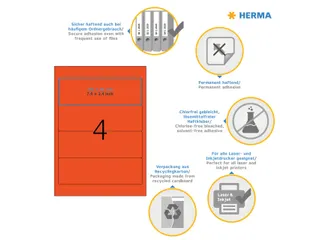 Herma 4297 Rugetiket 192x61mm Rood permanent klevend 400 stuks - 4