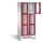 lockerkast 1850x810x500mm 2x3 vakken Cilinderslot Poten, RAL3003