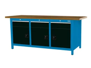 werkbank,HxBxD 860x2000x750mm,onderstel RAL5012,fronten RAL9005 - 3