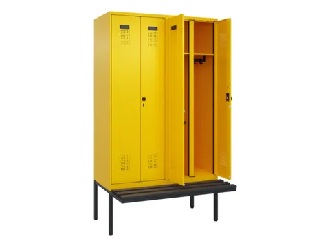 locker met bank,voor scheiding van kleding,HxBxD 2120x1200x815mm,4vak