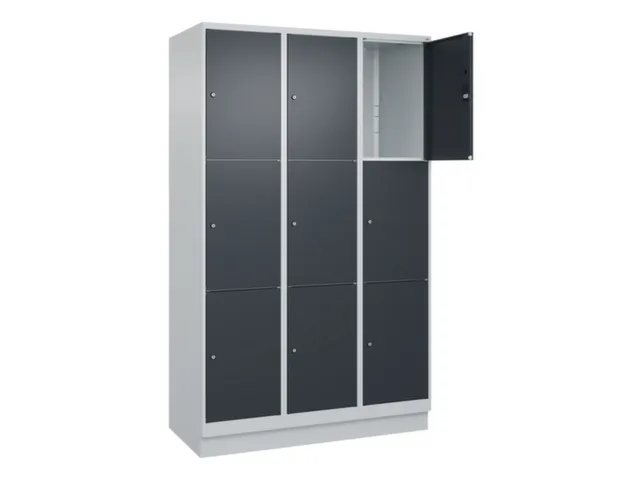 lockerkast,HxBxD 1950x1200x500mm,3x3vakken,vak B 400mm,cil.-slot