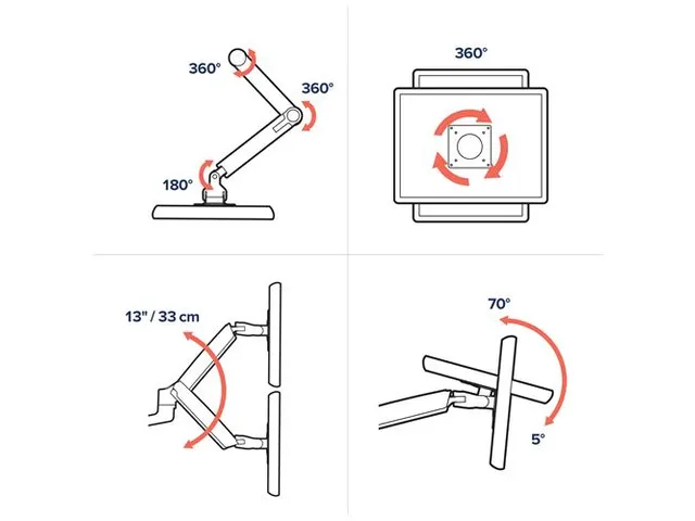 Monitorarm Duo Lx Dual Stacking 2 schermen 40 Inch Zilver