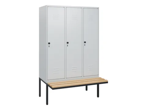 locker met bank,HxBxD 1950x1200x815mm,3vak,vak B 400mm,draaigrendel