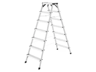 Dubbele Ladder,Beide Zijden,2X7Geribbelde Treden,Aluminium - 1