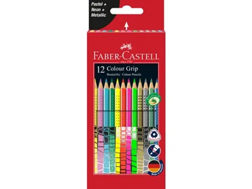kleurset Faber-Castell GRIP pastel, neon en metallic 12 stuks