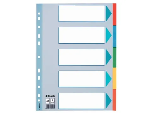 Tabbladen A4 Karton 5-delig Assorti Kleuren 21-gaats