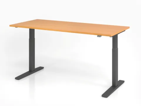 Bureau assis-debout électrique 700-1200x1800x800mm hêtre/graphite
