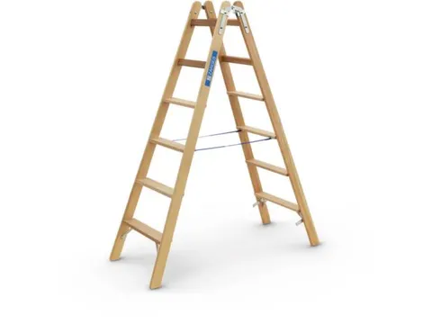 escabeau industriel double face 2x6 échelons lisse L 1 81m 2parties