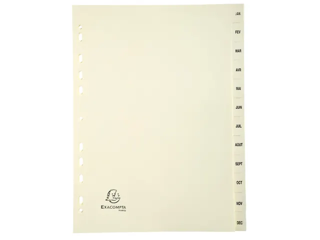 Tabbladen karton 155 g jan-dec ivoor