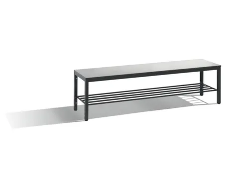 omkleedbank,HxLxD 438x1500x353mm,HPL zilvergrijs,frame staal RAL7021