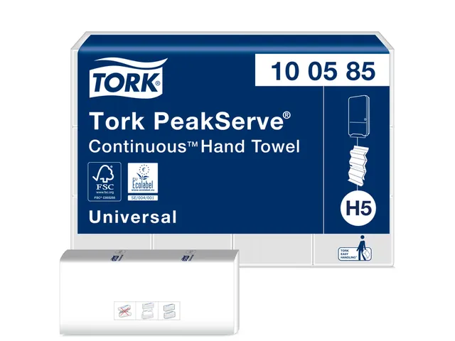 Tork 100585 PeakServe Continu Handdoek Universal H5 1-laags 410 vel