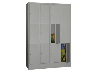 lockerkast,HxBxD 1850x1200x500mm,4x3vakken,RAL7035,front RAL6011 - 1