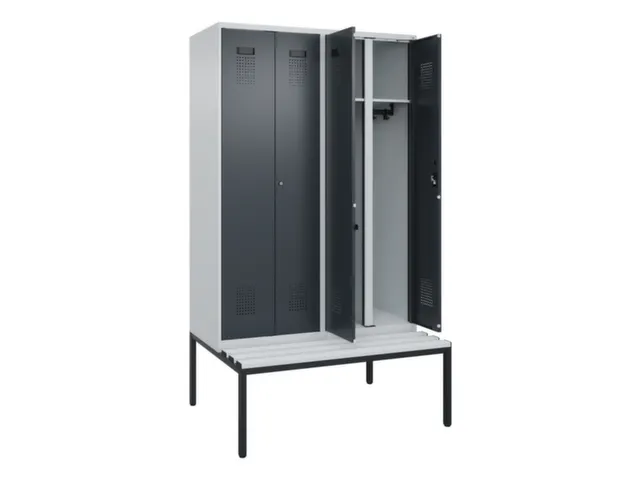 locker met bank,voor scheiding van kleding,HxBxD 2120x1200x815mm,4vak