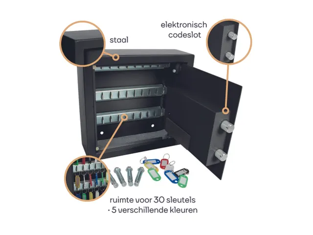 Sleutelkluis 28x30x10cm 30 Sleutels Elektronisch Cijferslot