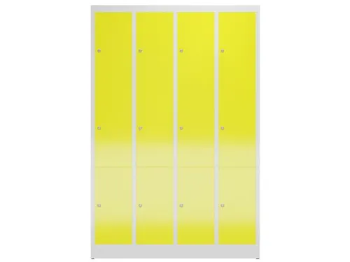 Lockerkast 1800x1185x500mm 4x3 vakken cilinderslot, sokkel, RAL1018