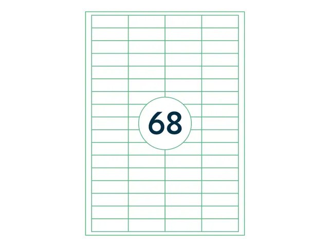 Etiketten Zelfklevend Wit 68 op A4 48.5x16.9mm 1000 Vel
