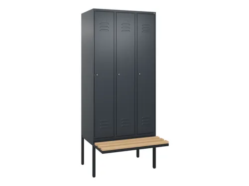 locker met bank,HxBxD 2120x900x815mm,3vak,vak B 300mm,cil.-slot
