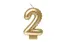 Verjaardagskaars cijfer 2 Folieballon Goud 10cm