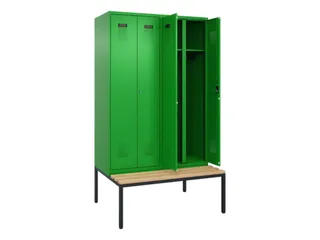locker met bank,voor scheiding van kleding,HxBxD 2120x1200x815mm,4vak - 1